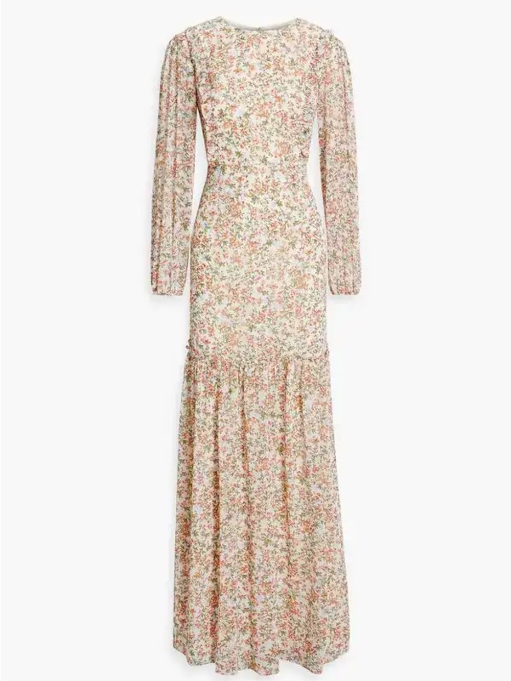 NWT Mikael Aghal Crepe de Chine Maxi Dress with Floral Print